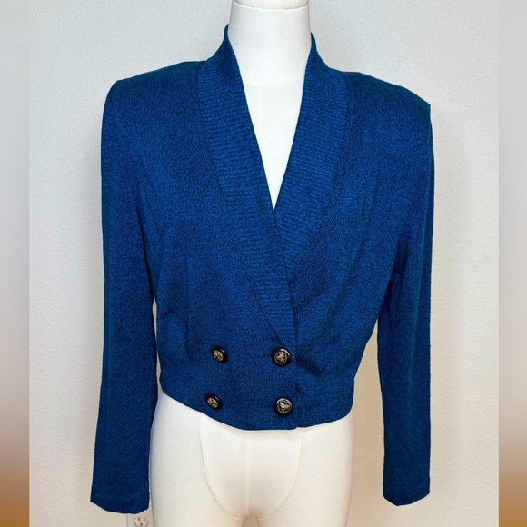 Vintage D' Knit Blue Women's Cropped Cardigan - Picture 2 of 7